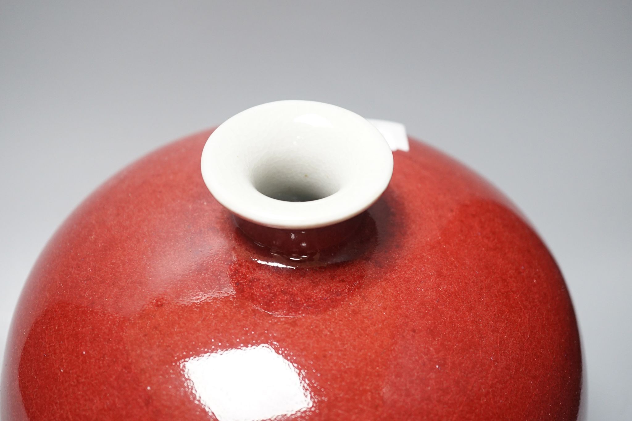 A Chinese oxblood vase, crackle glaze vase and enamelled bowl